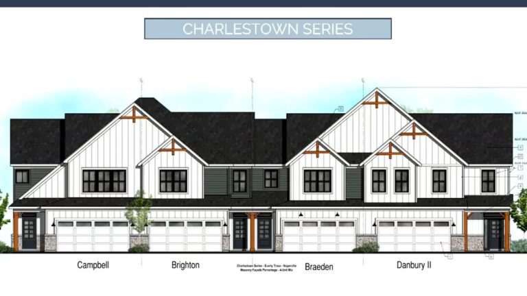 Mock up of Charleston series model for townhome proposal in south Naperville - designs drawn up by M/I Homes