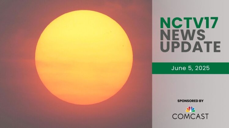 NCTV17 News Update slate for June 5, 2025 with hazy sun in background for first story on air quality alert