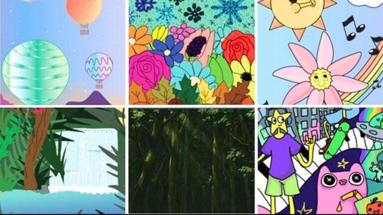 A six-square sampling of images from the winning artwork by teens chosen to brighten Naperville streetlight controller boxes