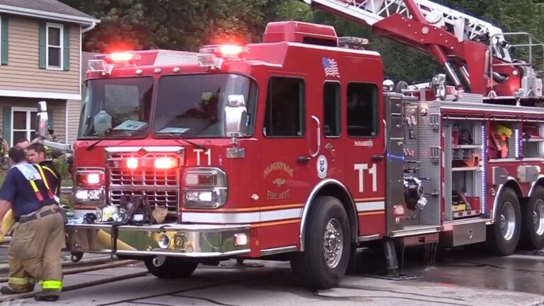 Naperville Fire department on scene of fire with large fire truck