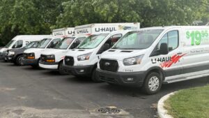 UHaul trucks parked in a row