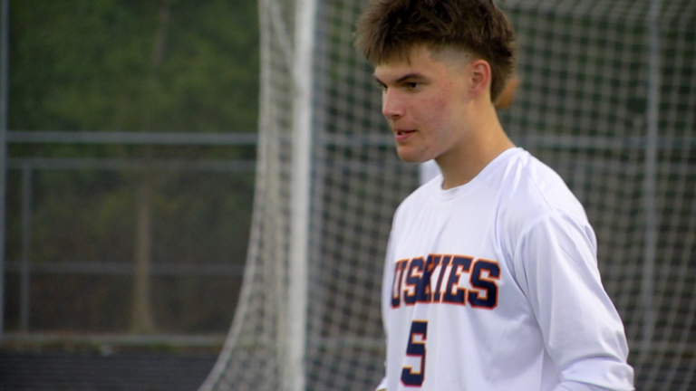 Aidan Kirkpatrick prepares in pregame.